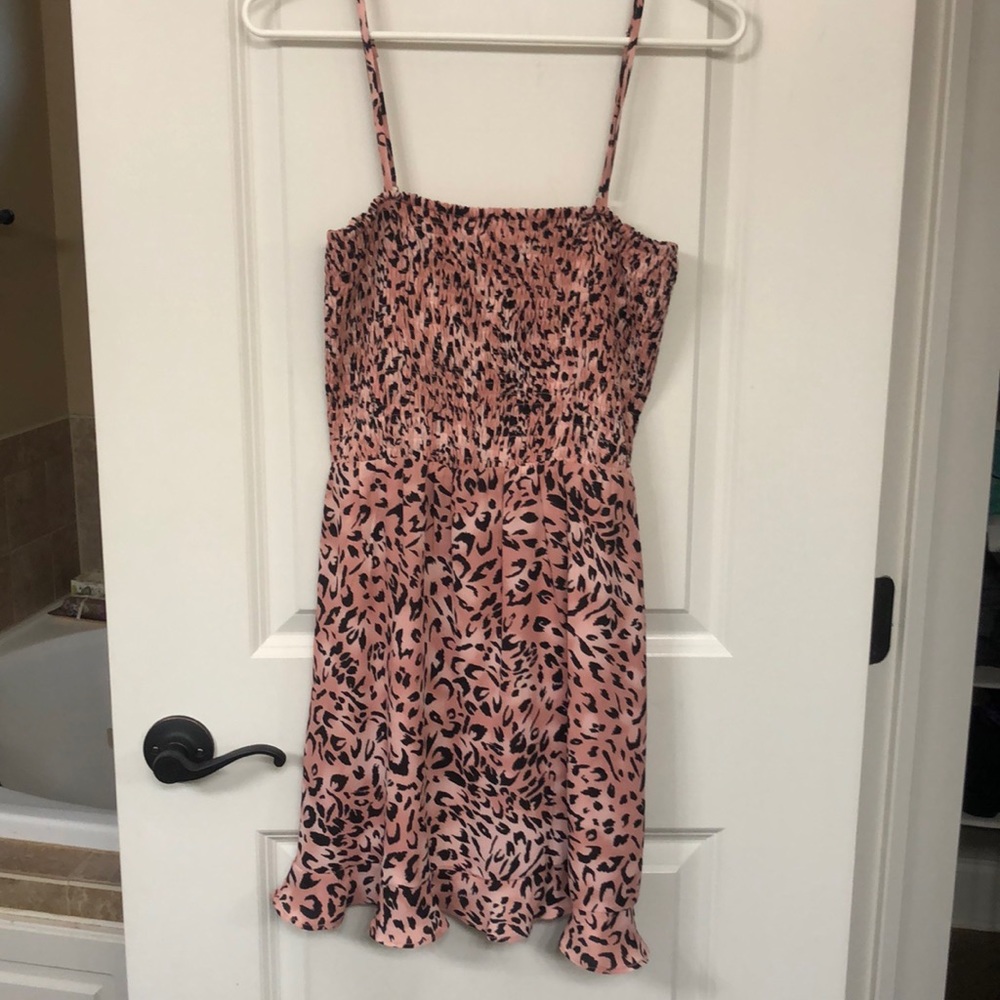Pink leopard print dress.